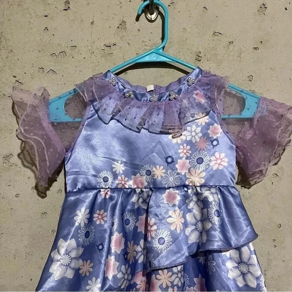 Encanto Isabela Girls Dress up Cosplay Costume Outfit Necklace Flower Clip Sz S